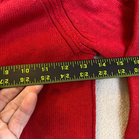 American Eagle Womans Cardigan Sweater S Red Cable Knit Button-Front Cotton - Picture 4 of 13